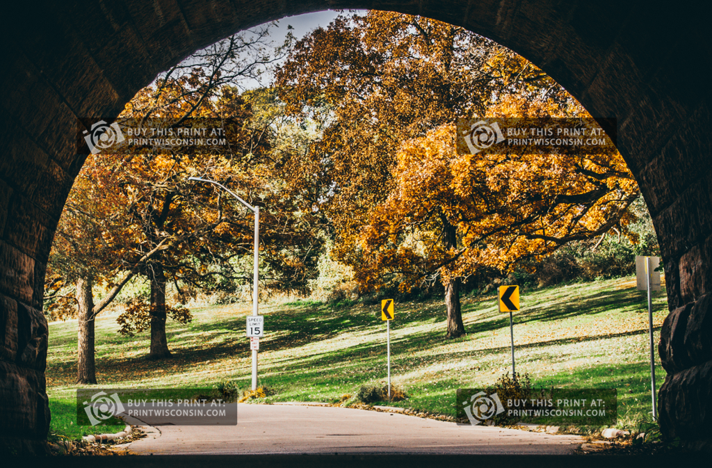 Through the Arch – Riverside Park in Autumn - Print Wisconsin
