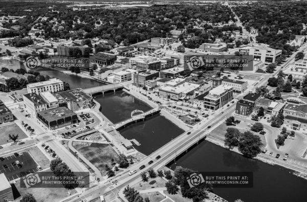 Above the River – Aerial View of Downtown Janesville
