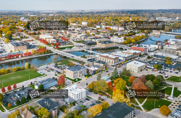 Fall from Above – Downtown Janesville in Full Color