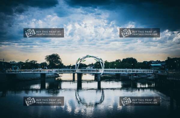 River Stillness – Dusk Over the Pedestrian Bridge